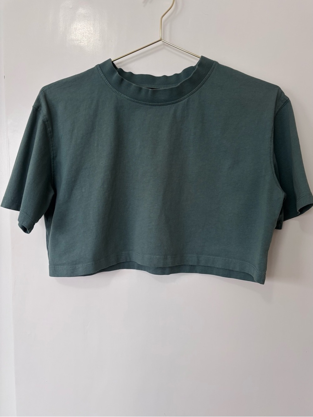 Zara| Casual Cropped Soft Green Crewneck T-Shirt Sz S